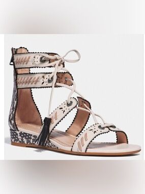 Coach Two-Tone Lace-Up Gladiator Sandal in Pale Pink and Black